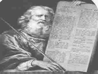 Hebrew priest blowing the Shofar horn